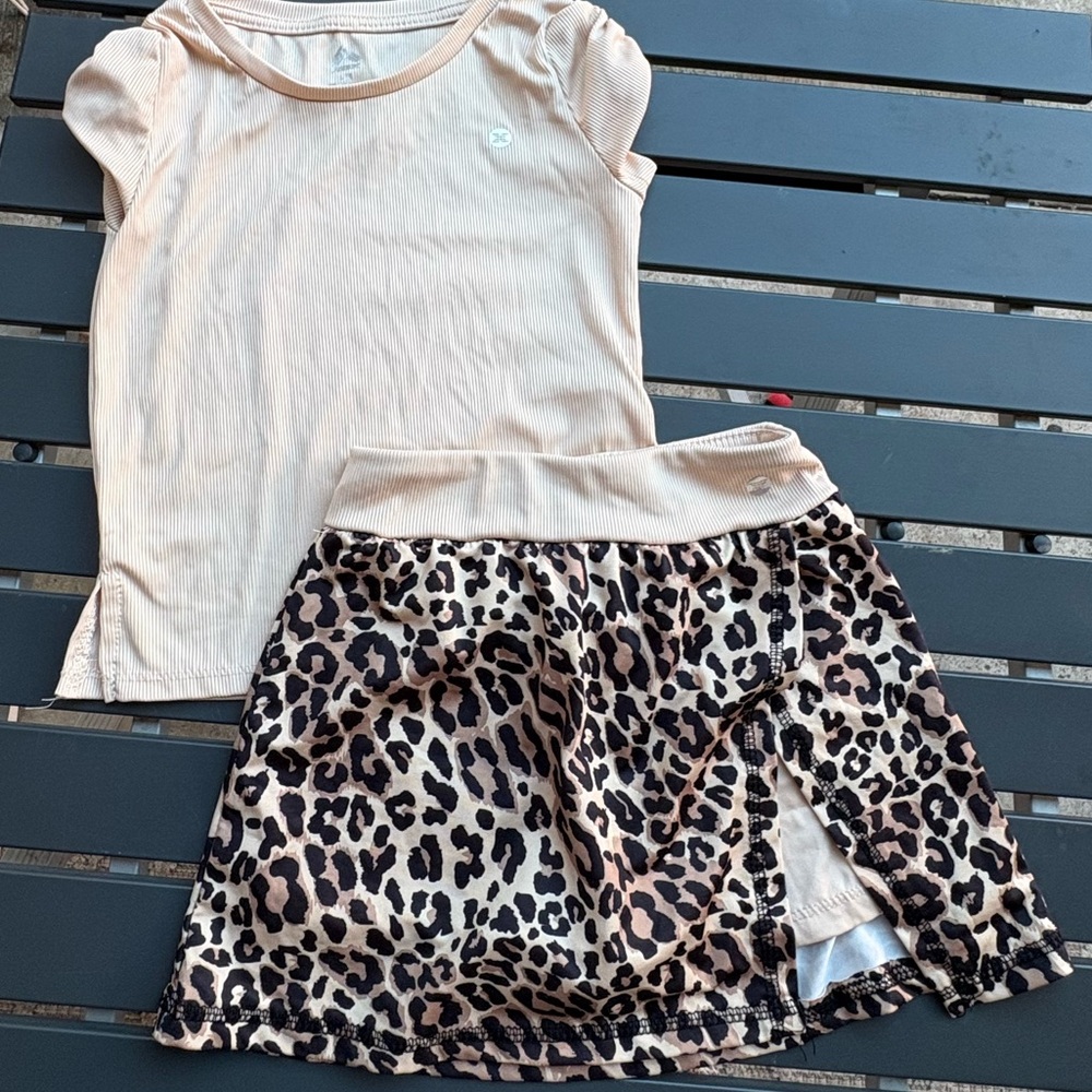 RBX girls cheetah print athletic set